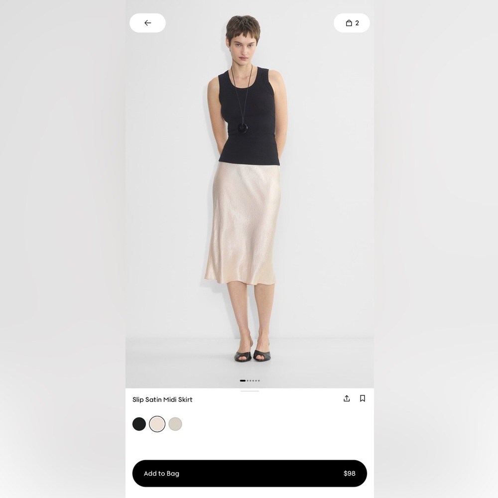 Aritzia Babaton Slip Satin Midi Skirt Denude Size 2